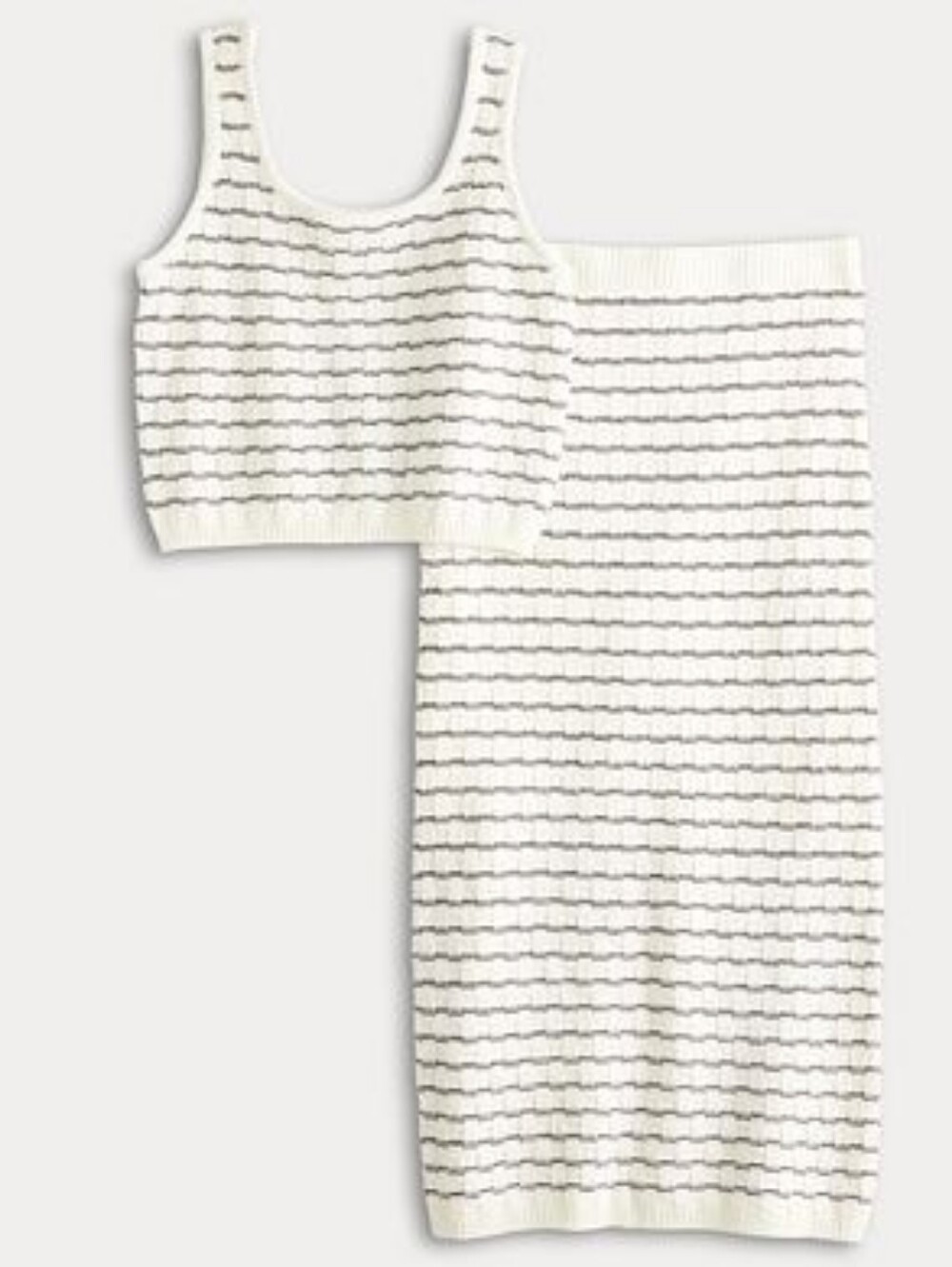 Freshman Striped Knit Tank Top & Maxi Side Slit Tube Skirt Set